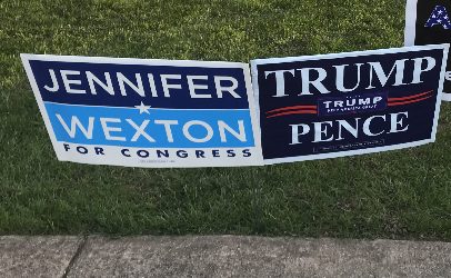 Signs in front of Emerick Elementary on Election Day