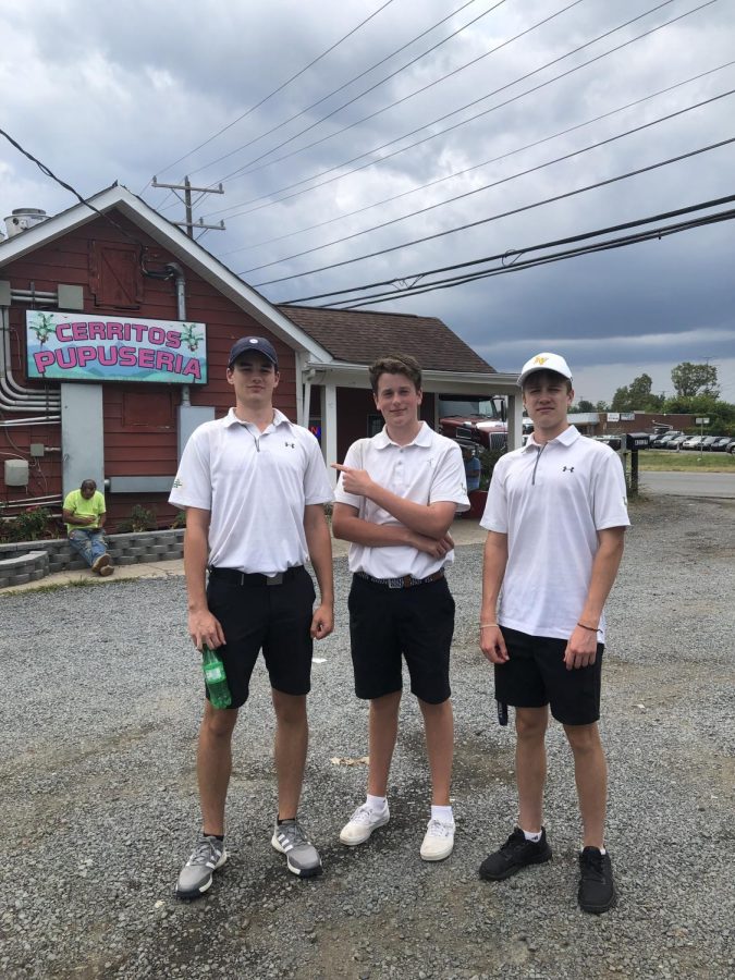 In the middle, Holohan stands next to Jack Thornton (on the left) and Tate Michon (on the right) post golf match in South Riding,VA.