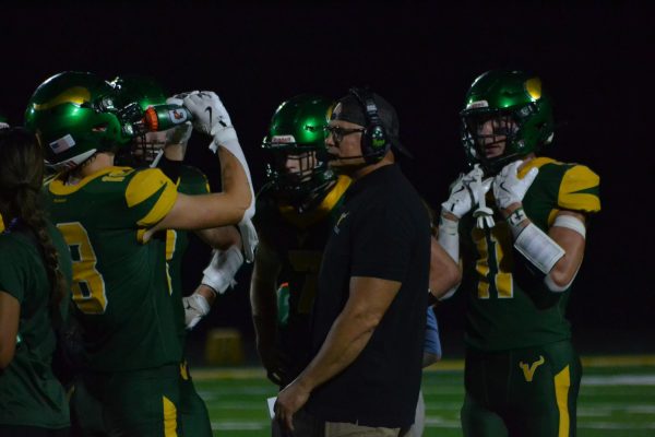 Coach Bishop mid game pep talk september 13th 2024 at a game against John Champe High School 