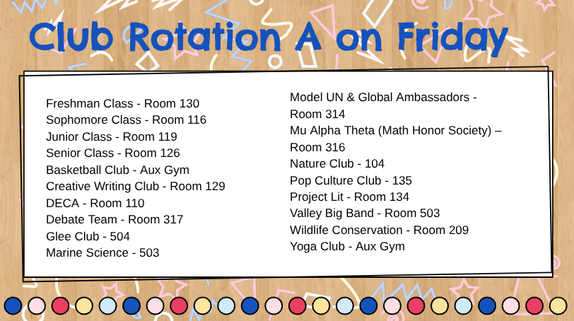 What Clubs Meet On “A” Rotations?