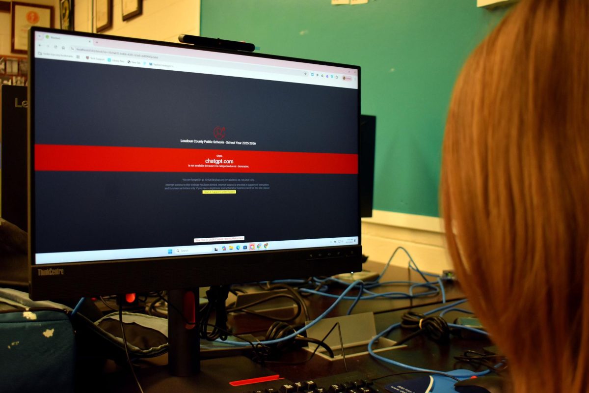 School computer displays blocked screen for AI site ChatGPT