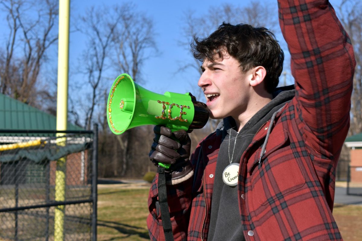 Sophomore James Faust speaks at Valley's section of the county-wide ICE walkout, Jan. 20
